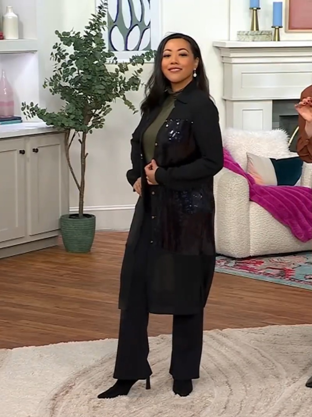 C. Wonder Black Sequin-Front Long Tunic Jacket - Picture 2 of 6
